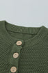 Henley Button Placket Side Slit Drop Shoulder Pullover Knit Sweater